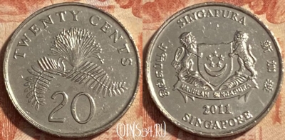 Сингапур 20 центов 2011 года, KM# 101, 487р-125 ♛