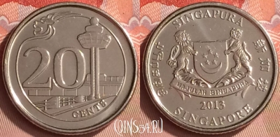Сингапур 20 центов 2013 года, KM# 347, 152m-106