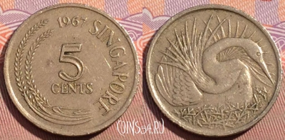 Сингапур 5 центов 1967 года, KM# 2, 096c-141