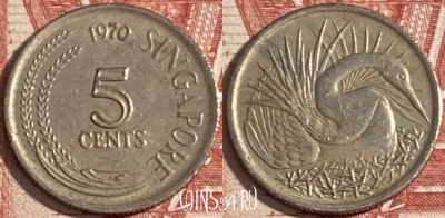 Сингапур 5 центов 1970 года, KM# 2, 195r-022 ♛