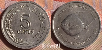 Сингапур 5 центов 1971 года, KM# 8, 291f-015