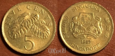 Сингапур 5 центов 1987 года, KM# 50, 42-038