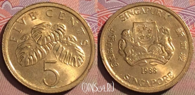 Сингапур 5 центов 1988 года, KM# 50, 217a-070