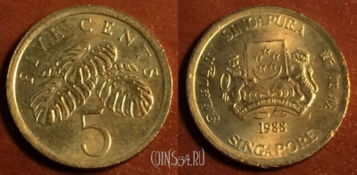 Сингапур 5 центов 1988 года, KM# 50, 44-062