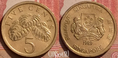 Сингапур 5 центов 1989 года, KM# 50, 288k-033