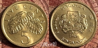 Сингапур 5 центов 1989 года, KM# 50, 366s-090
