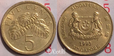 Сингапур 5 центов 1993 года, KM# 99, 127-006
