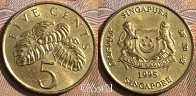 Сингапур 5 центов 1995 года, KM# 99, s433s-054
