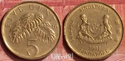 Сингапур 5 центов 2001 года, KM# 99, 296l-035