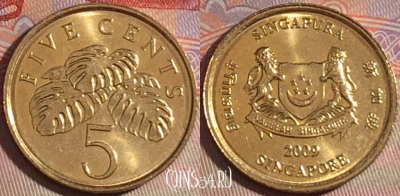 Сингапур 5 центов 2009 года, KM# 99, 147a-143