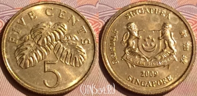 Сингапур 5 центов 2009 года, KM# 99, 447-016