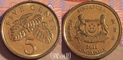 Сингапур 5 центов 2011 года, KM# 99, 103b-017