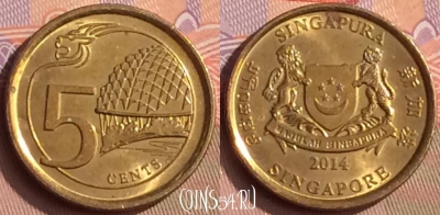 Сингапур 5 центов 2014 года, KM# 345, 448-001