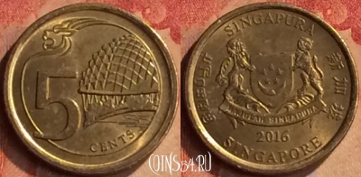 Сингапур 5 центов 2016 года, KM# 345, 414-133