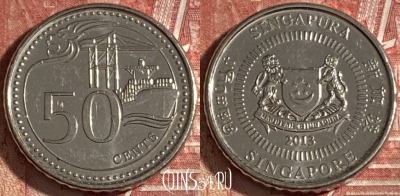 Сингапур 50 центов 2013 года, KM# 348, 331r-086 ♛