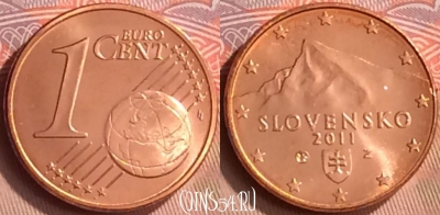 Словакия 1 евроцент 2011 года, KM# 95, UNC, 233m-021