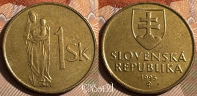 Словакия 1 крона 1995 года, KM# 12, 482s-107