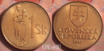 Словакия 1 крона 2005 года, KM# 12, 187k-068