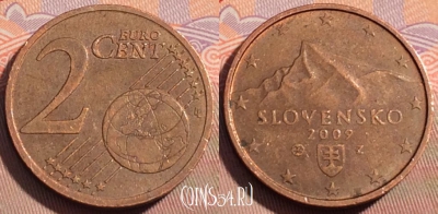 Словакия 2 евроцента 2009 года, KM# 96, 115c-110