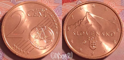 Словакия 2 евроцента 2011 года, KM# 96, UNC, 281j-045