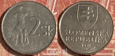 Словакия 2 кроны 1994 года, KM# 13, 322r-074