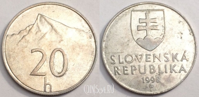 Словакия 20 геллеров 1998 года, KM# 18, 80-040b