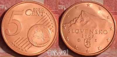 Словакия 5 евроцентов 2009 года, KM# 97, UNC, 390-092