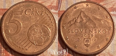 Словакия 5 евроцентов 2009 года, KM# 97, 488р-074
