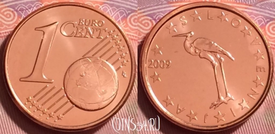Словения 1 евроцент 2009 года, KM# 68, UNC, 280j-027