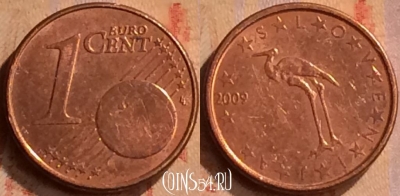 Словения 1 евроцент 2009 года, KM# 68, 414-079