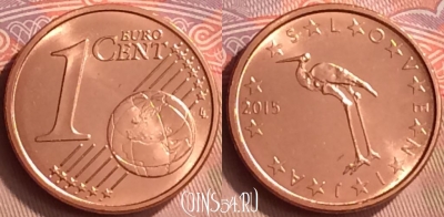 Словения 1 евроцент 2015 года, KM# 68, UNC, 238m-035