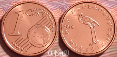 Словения 1 евроцент 2016 года, KM# 68, UNC, 280j-036