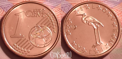 Словения 1 евроцент 2019 года, KM# 68, UNC, 278j-075