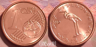 Словения 1 евроцент 2019 года, KM# 68, UNC, 278j-138