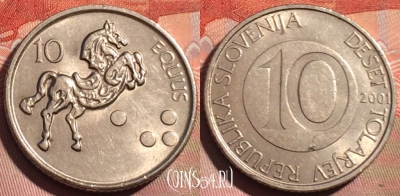 Словения 10 толаров 2001 года, KM# 41, 059b-068