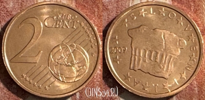 Словения 2 евроцента 2009 года, KM# 69, UNC, 507s-074