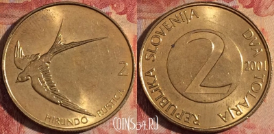 Словения 2 толара 2001 года, KM# 5, 168a-060