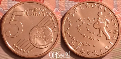 Словения 5 евроцентов 2019 года, KM# 70, UNC, 238m-031