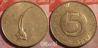 Словения 5 толаров 1997 года, KM# 6, 254a-094