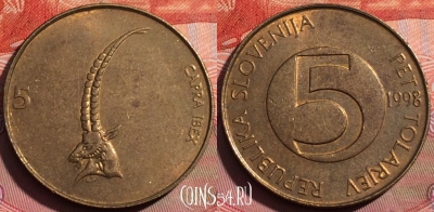 Словения 5 толаров 1998 года, KM# 6, 257a-042