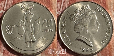 Соломоновы Острова 20 центов 1995 года, UNC, 507s-034