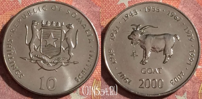 Сомали 10 шиллингов 2000 года, KM# 97, 346-114
