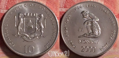 Сомали 10 шиллингов 2000 года, KM# 98, 216j-008