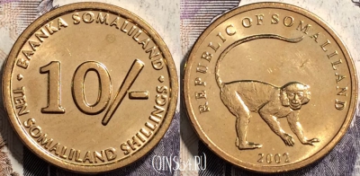 Сомалиленд 10 шиллингов 2002 года, KM# 3, UNC, 135-068