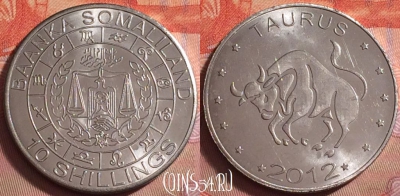 Сомалиленд 10 шиллингов 2012 года, Телец, UNC, 078k-114