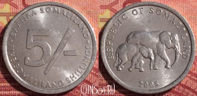 Сомалиленд 5 шиллингов 2005 года, KM# 19, 282i-077