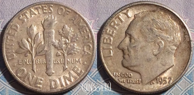 США 1 дайм 1957 года, Серебро, KM# 195, a069-116