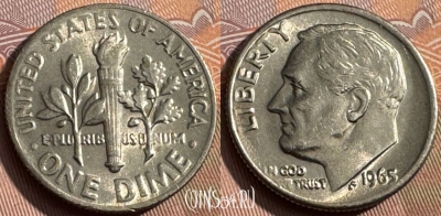 США 1 дайм 1965 года, KM# 195a, 164s-049 ♛