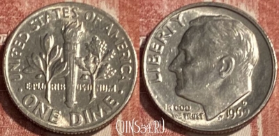 США 1 дайм 1969 D, KM# 195a, 077s-114