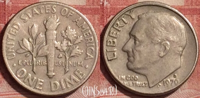 США 1 дайм 1970 года D, KM# 195a, 180l-083